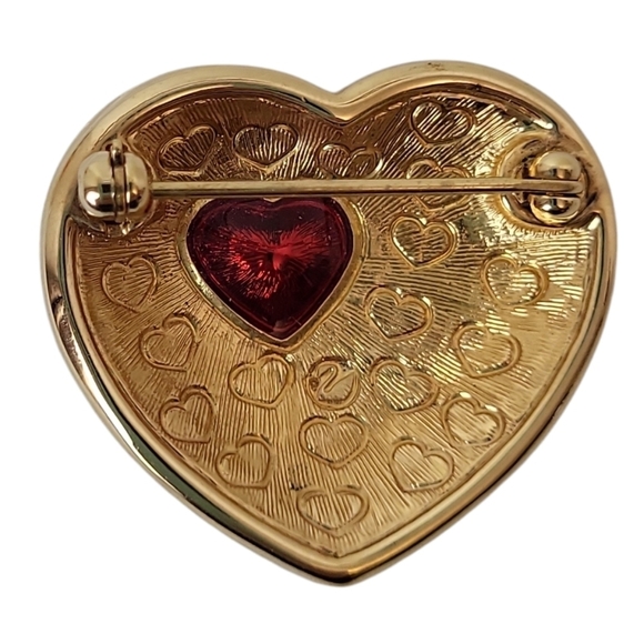 Swarovski Heart Brooch Vintage Signed - Picture 3 of 3